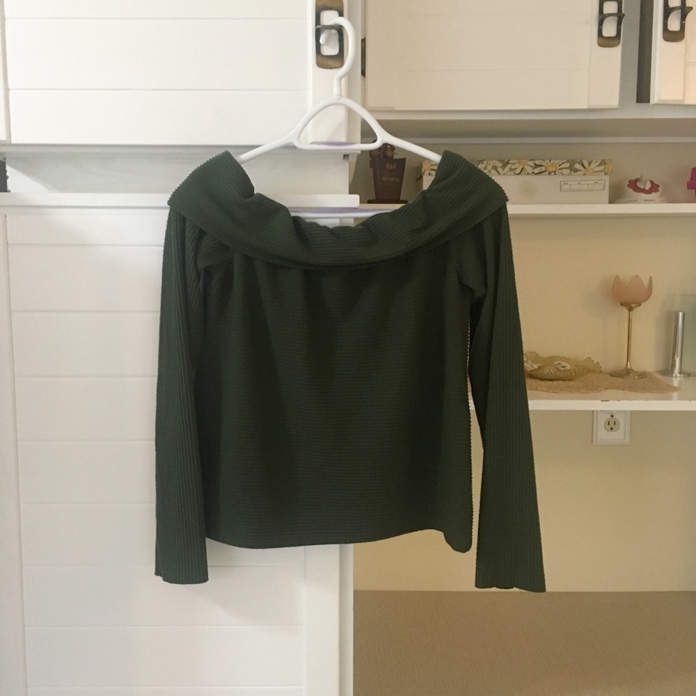 Zara Trafaluc Off the Shoulder Long Sleeve Top